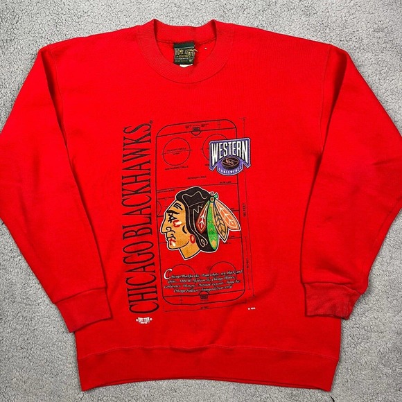 Vintage Chicago Blackhawks Crewneck NHL Hockey‎ Sweater Sweatshirt Nutmeg Size L - Picture 1 of 8